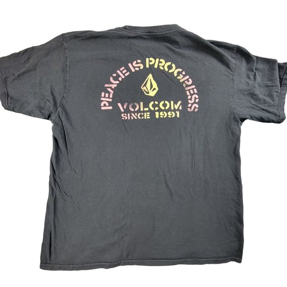 Volcom Peace Is Progress Mens XL Black Short Sleeve Tshirt Casual Outdoors Comfo - Picture 1 of 8